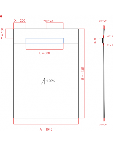 Showerlay Wiper 1 way 1045 x 1435 mm...
