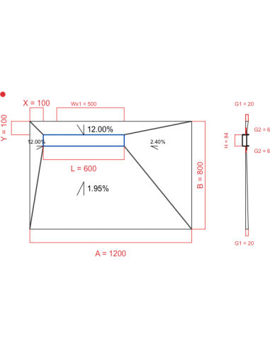 Showerlay Wiper 4 way 1200 x 800 mm...