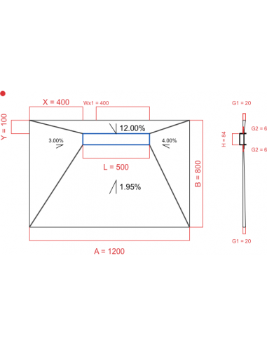Showerlay Wiper 4 way 1200 x 800 mm...