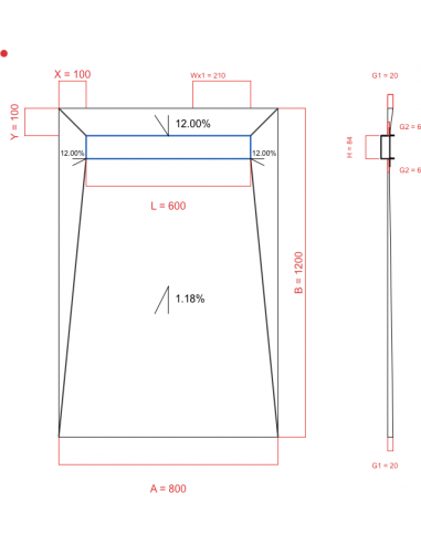 Showerlay Wiper 4 way 800 x 1200 mm...