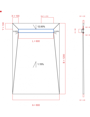 Showerlay Wiper 4 way 800 x 1200 mm...