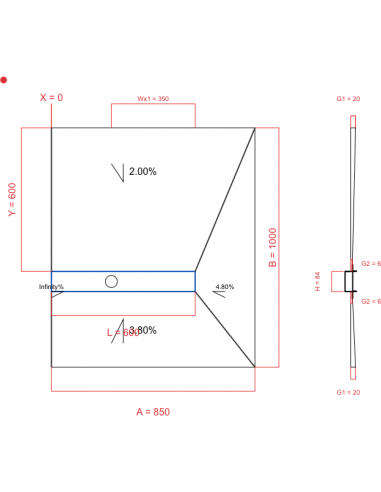 Showerlay Wiper 4 way 850 x 1000 mm...