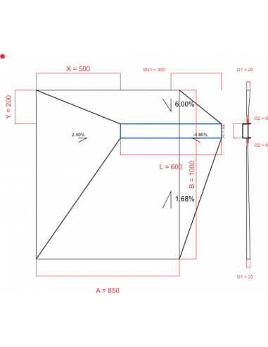 Showerbase Wiper 4 way 850 x 1000 mm...