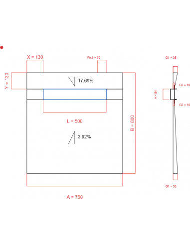Showerlay Wiper 2 way 760 x 800 mm...