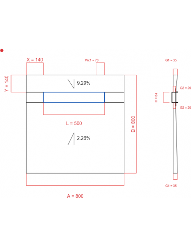 Showerlay Wiper 2 way 800 x 800 mm...