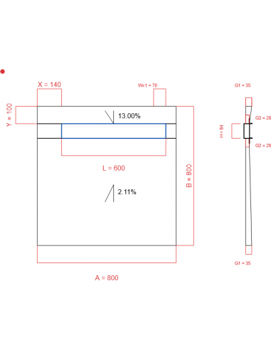 Showerlay Wiper 2 way 800 x 800 mm...