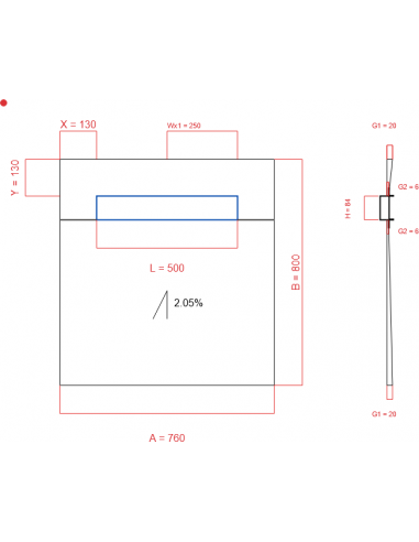 Showerlay Wiper 1 way 760 x 800 mm...