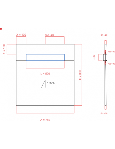 Showerlay Wiper 1 way 760 x 800 mm...