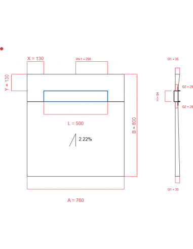 Showerlay Wiper 1 way 760 x 800 mm...