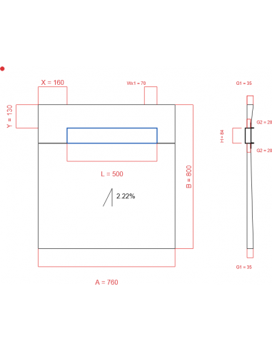 Showerlay Wiper 1 way 760 x 800 mm...