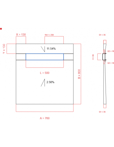 Showerlay Wiper 2 way 760 x 800 mm...