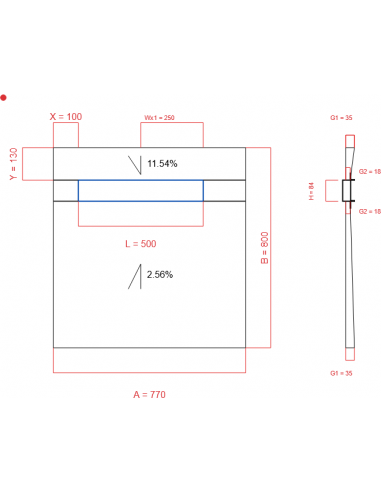 Showerlay Wiper 2 way 770 x 800 mm...