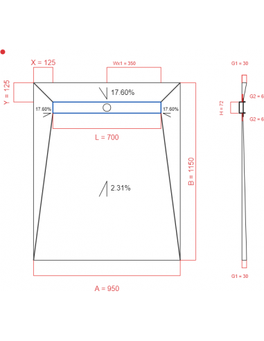 Showerlay Wiper 4 way 950 x 1150 mm...