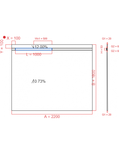 Showerlay Wiper 2 way 2200 x 1800 mm...
