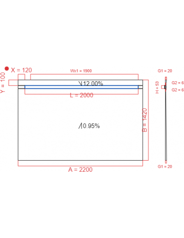 Showerlay Wiper 2 way 2200 x 1420 mm...