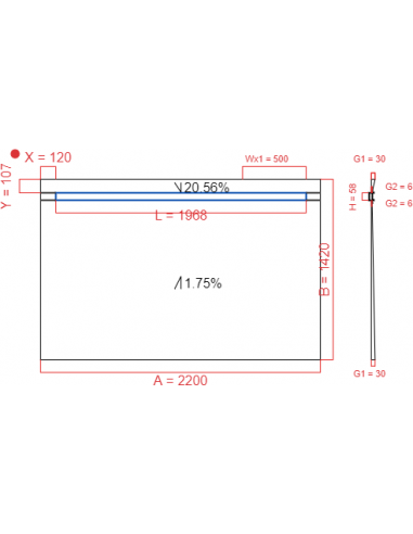 Showerlay Wiper 2 way 2200 x 1420 mm...