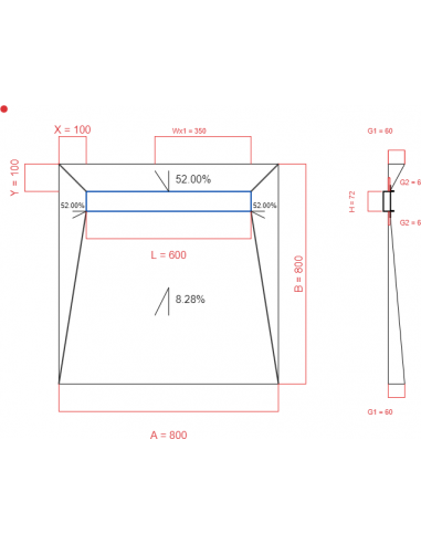 Showerlay Wiper 4 way 800 x 800 mm...