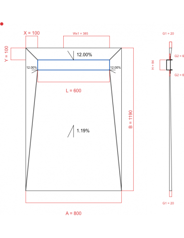 Showerlay Wiper 4 way 800 x 1190 mm...