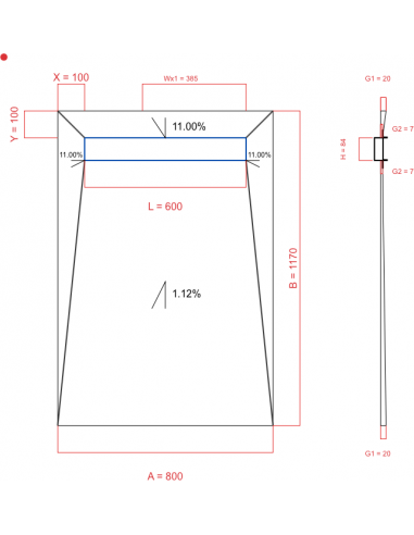 Showerlay Wiper 4 way 800 x 1170 mm...