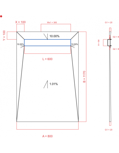Showerlay Wiper 4 way 800 x 1170 mm...