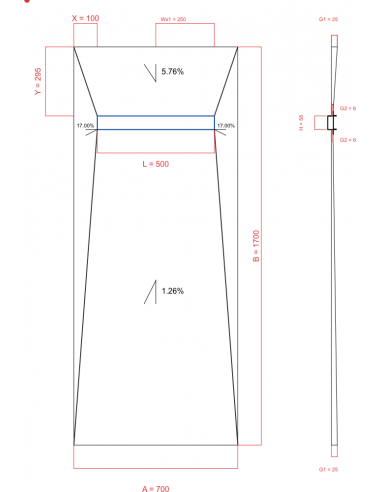 Showerlay Wiper 4 way 700 x 1700 mm...