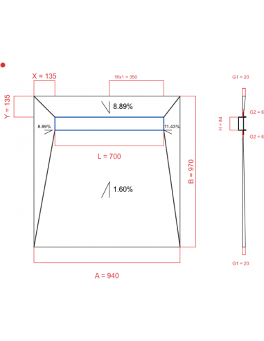 Showerlay Wiper 4 way 940 x 970 mm...