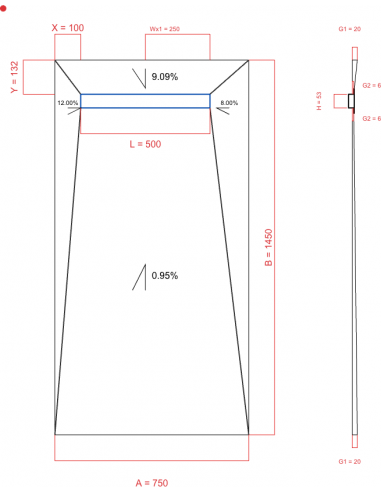 Showerbase Wiper 4 way 750 x 1450 mm...