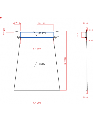 Showerbase Wiper 4 way 700 x 900 mm...