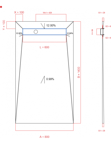 Showerlay Wiper 4 way 800 x 1400 mm...