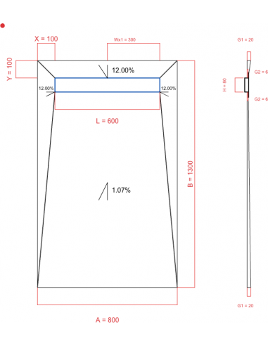 Showerlay Wiper 4 way 800 x 1300 mm...