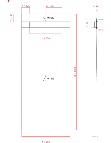 Showerlay Wiper 2 way 750 x 1800 mm...
