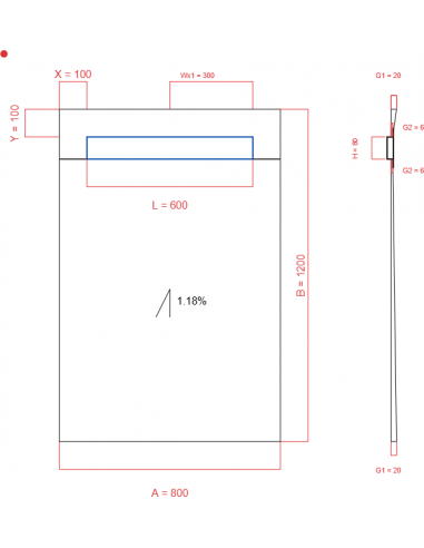 Showerlay Wiper 1 way 800 x 1200 mm...