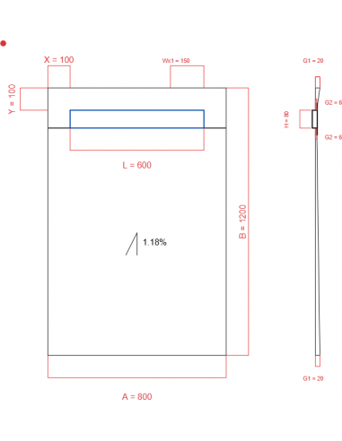 Showerlay Wiper 1 way 800 x 1200 mm...