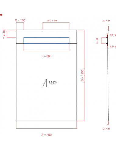 Showerlay Wiper 1 way 800 x 1200 mm...