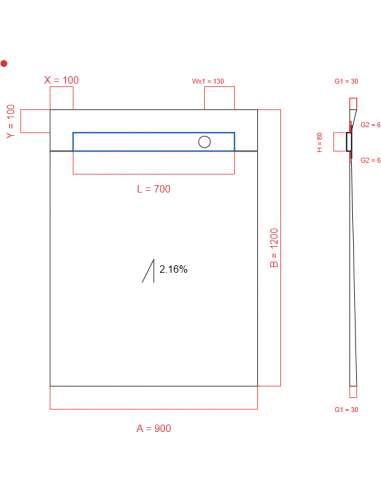 Showerlay Wiper 1 way 900 x 1200 mm...