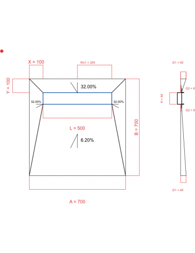 Showerbase Wiper 4 way 700 x 700 mm...