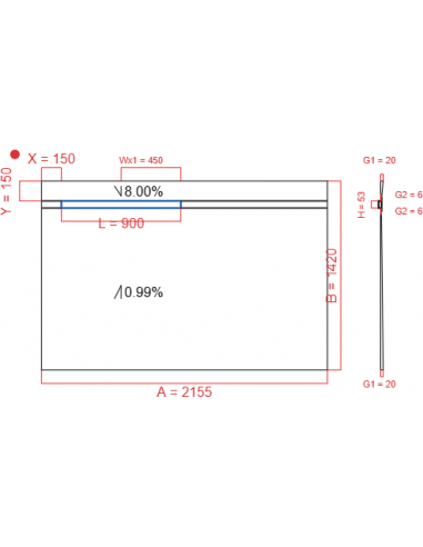 Showerlay Wiper 2 way 2155 x 1420 mm...