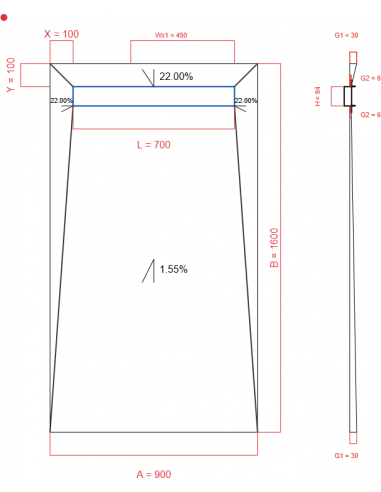 Showerlay Wiper 4 way 900 x 1600 mm...
