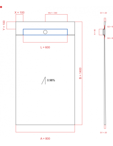 Showerlay Wiper 1 way 800 x 1400 mm...