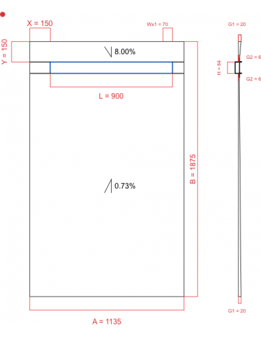Showerlay Wiper 2 way 1135 x 1875 mm...