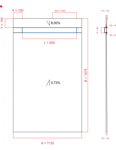Showerlay Wiper 2 way 1135 x 1875 mm...