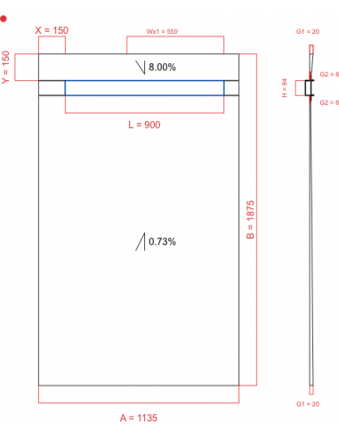 Showerlay Wiper 2 way 1135 x 1875 mm...