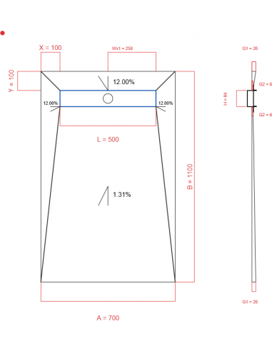 Showerlay Wiper 4 way 700 x 1100 mm...