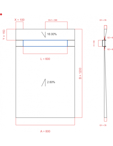 Showerlay Wiper 2 way 800 x 1200 mm...