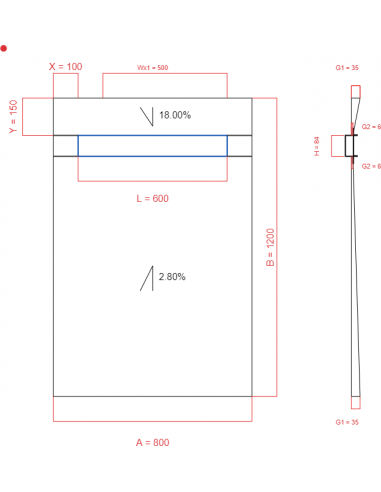 Showerlay Wiper 2 way 800 x 1200 mm...