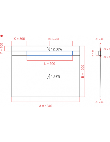 Showerlay Wiper 2 way 1340 x 1000 mm...