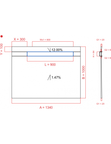 Showerlay Wiper 2 way 1340 x 1000 mm...