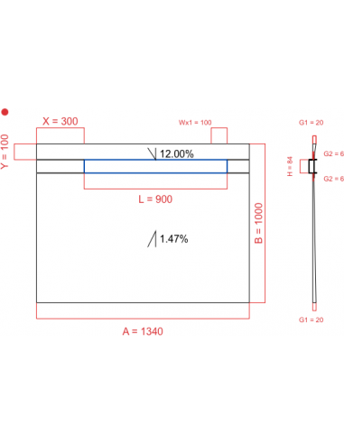 Showerlay Wiper 2 way 1340 x 1000 mm...