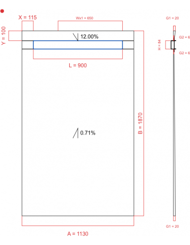 Showerlay Wiper 2 way 1130 x 1870 mm...