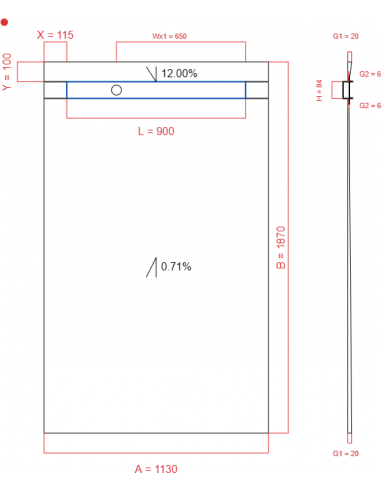 Showerlay Wiper 2 way 1130 x 1870 mm...